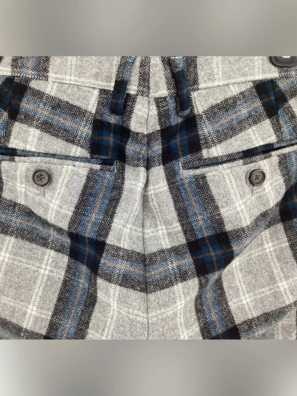 Tommy Hilfiger Gray and Navy Plaid Wool Dress Pants